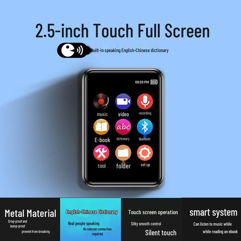 New Full Touch MP3/MP4 Bluetooth Music Player with External Speaker & English Word Lookup