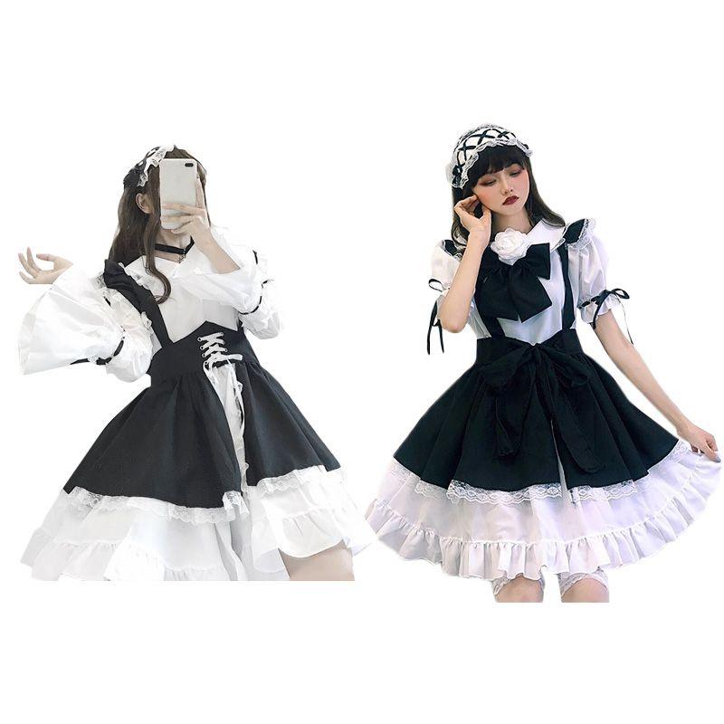 Beautiful Gothic Lolita Dress With Apron And Headdress Perfect For Cosplay Events