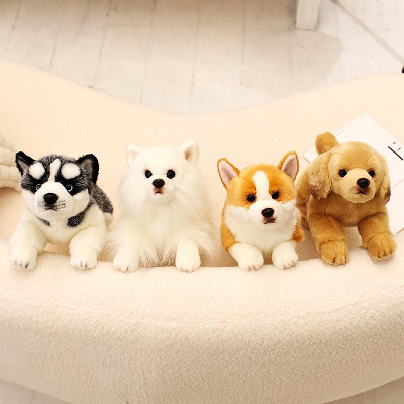 Bai Fen Bai Dolls And Toys Simulation Puppy Corgi Pomeranian Doll Plush Toy Husky Doll Children's Soothing Muppet Doll