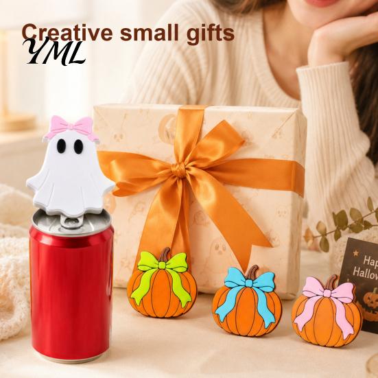 Waterproof Silicone Tools Halloween Theme Bottle Opener, Bow Ghost And Pumpkin Pattern Beer Durable Practical Presents 3D Print Decorative Opener for