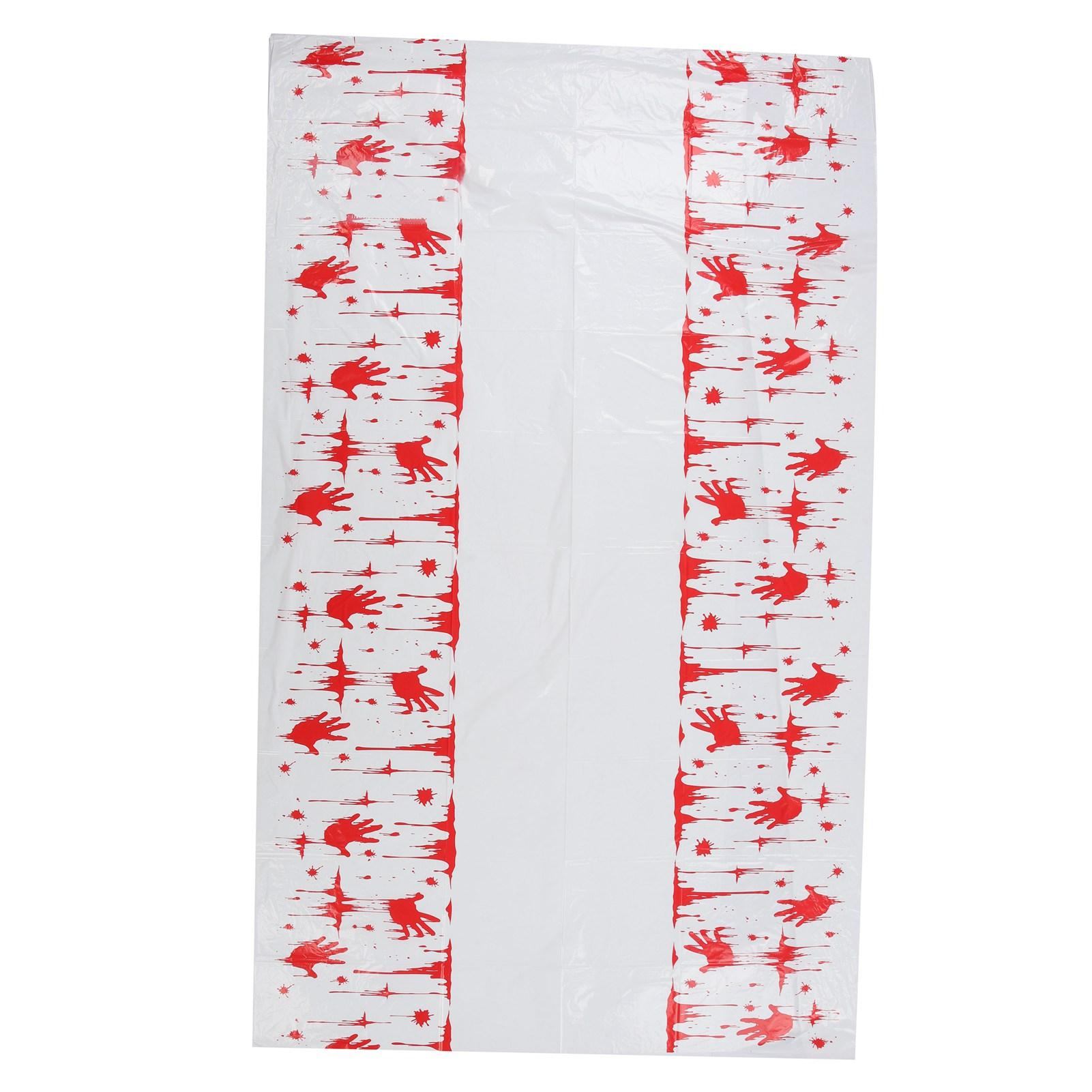 Bloody Handprint Tablecover Disposable Plastic Horror Party Blood Splatter Banner Tablecover for Halloween