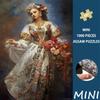 1000pcs Mini Jigsaw Puzzle Suitable for Adults & Families - European Floral Girl Oil Painting with Portable Rectangular Pieces, Intermediate Challenge