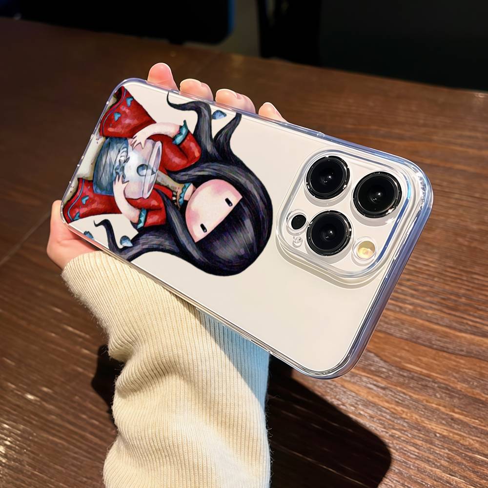 S-Santoro-Gorjuss Cute Cartoon Girl Phone Case For IPhone 17 16 15 14 13 12 11 X XR Mini Pro Max Plus Transparent Soft Cover