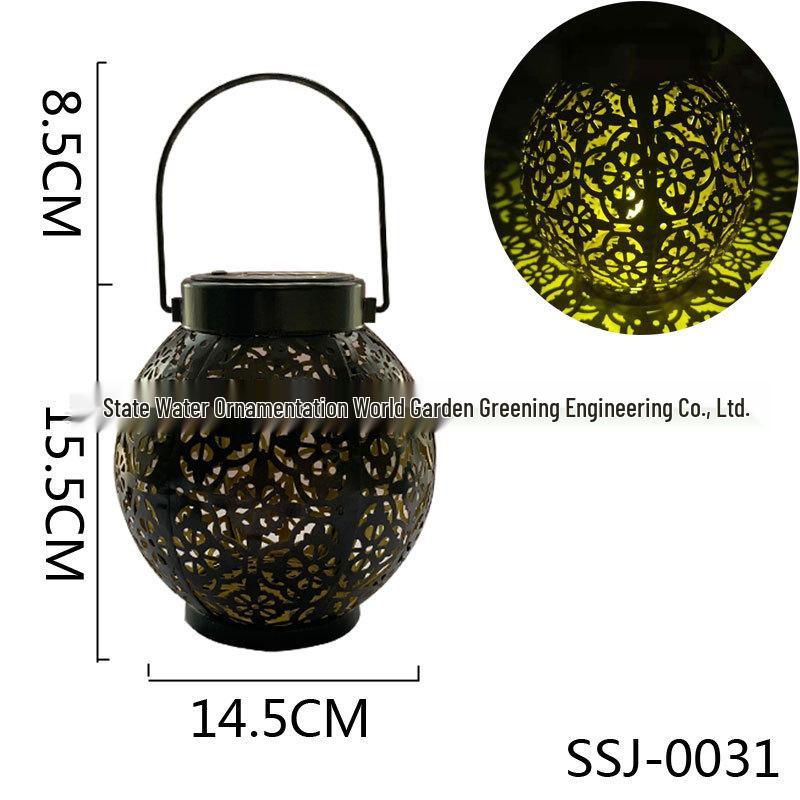 Schmiedeeiserne Solarlampe für Außenhof und Rasendekoration - Handliches Hohlprojektionsdesign