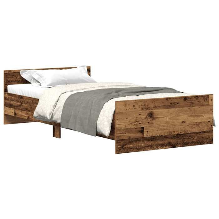 VidaXL Cadre de lit sans matelas vieux bois 75x190 cm bois ingénierie, meubles de chambre, sommier,, lit, lit simple 862310