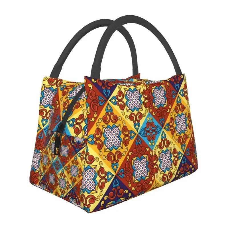 Mexican Talavera Flower Resuable Lunch Box Women Leakproof Cooler Thermal Food Insulated Lunch Bag Office Work Pinic Container