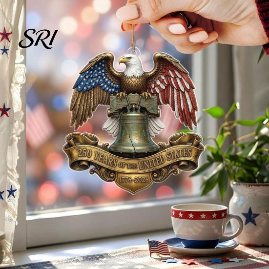 Scratch-proof Acrylic Souvenir 2D America 250th Anniversary Ornament 250 Years Patriotic Hanging Decoration 1776-2026 Commemorative Gifts for