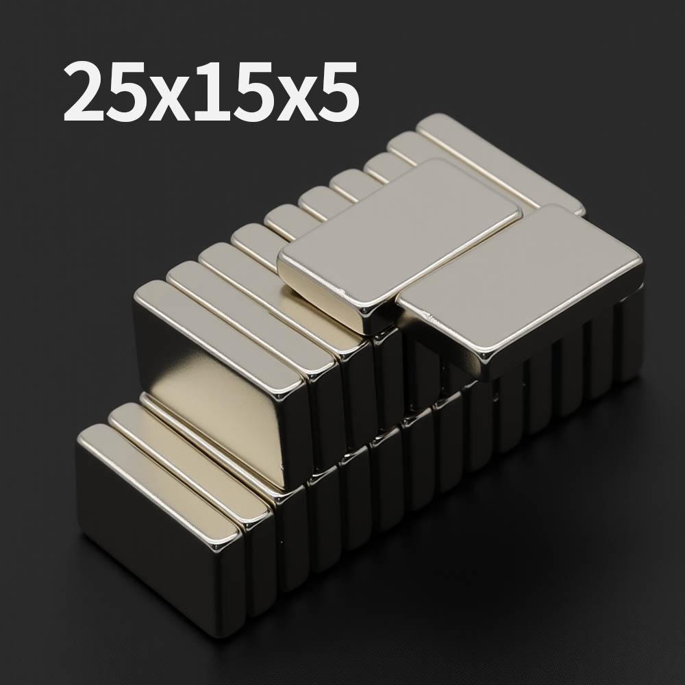 25x15x5mm Powerful Neodymium Magnet N35 NdfeB Permanent Magnetic imanes Block Super Strong Fridge Magnets DIY