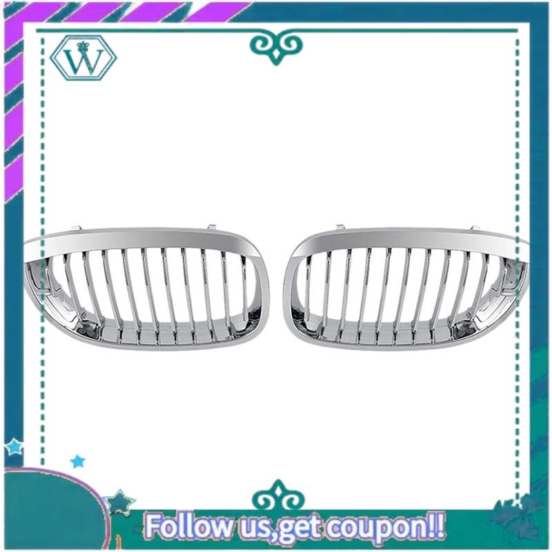 

AA92-For -BMW E46 3 Series Coupe Cabriolet 2-Door LCI 2003-2006 Front Hood Center Kidney Grille Grill (Chrome, Single Line) срібний