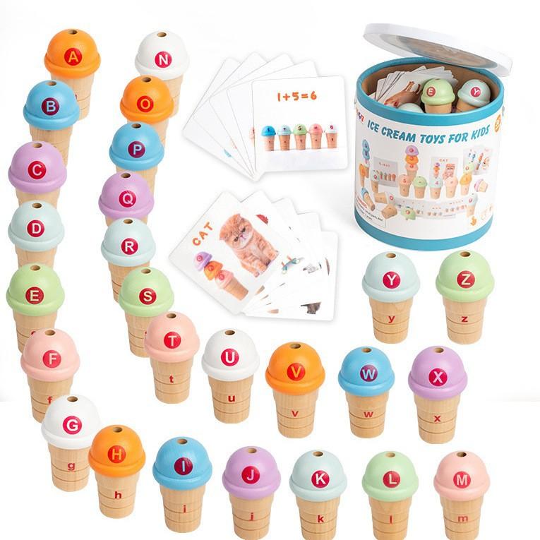 Children's Play Ice Cream Digital Building Blocks Stacked Music Tower Color Mathematical Operation Cognitive Educational Toy