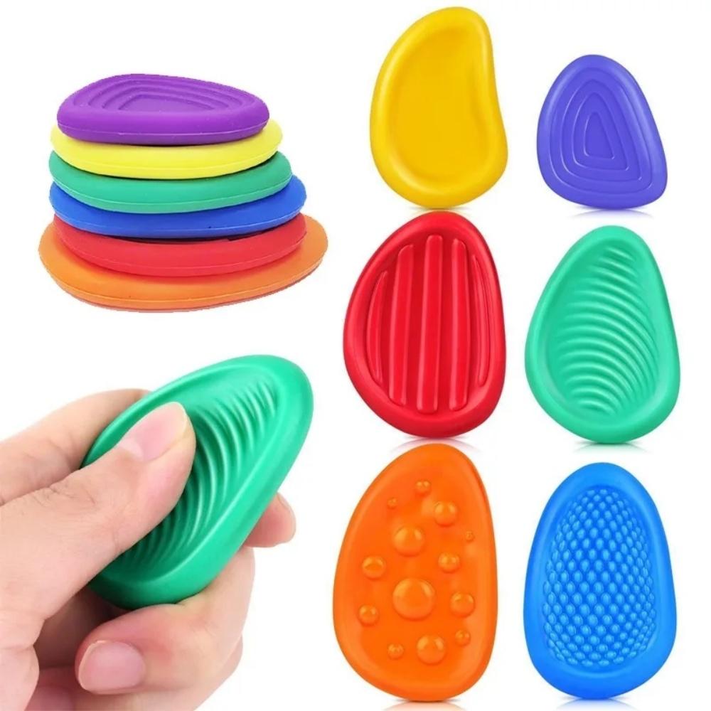 Neue sensorische Stressabbau-Steine - 6er-Pack texturierte Silikon-Fidget-Spielzeuge für Erwachsene & Autismus-Kinder, beruhigende sensorische Werkzeuge
