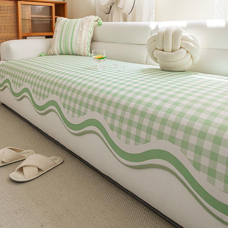 

New Cool Sofa Cover Summer Small Plaid One-Piece Mat Seat Cushion Summer Ice Silk Sofa Cushion 90*90cm