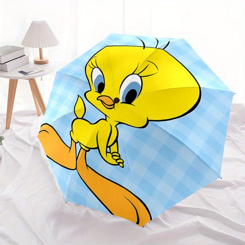 Looney Tunes Tweety Bird Automatic Open/Close Umbrella   Compact Travel Umbrella, 8 Rib Heavy Duty Construction, Ideal Gift, 126