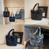 Fashionable Womens Tote Bag In Denim Fabric With Double Shoulder Straps For Commuting