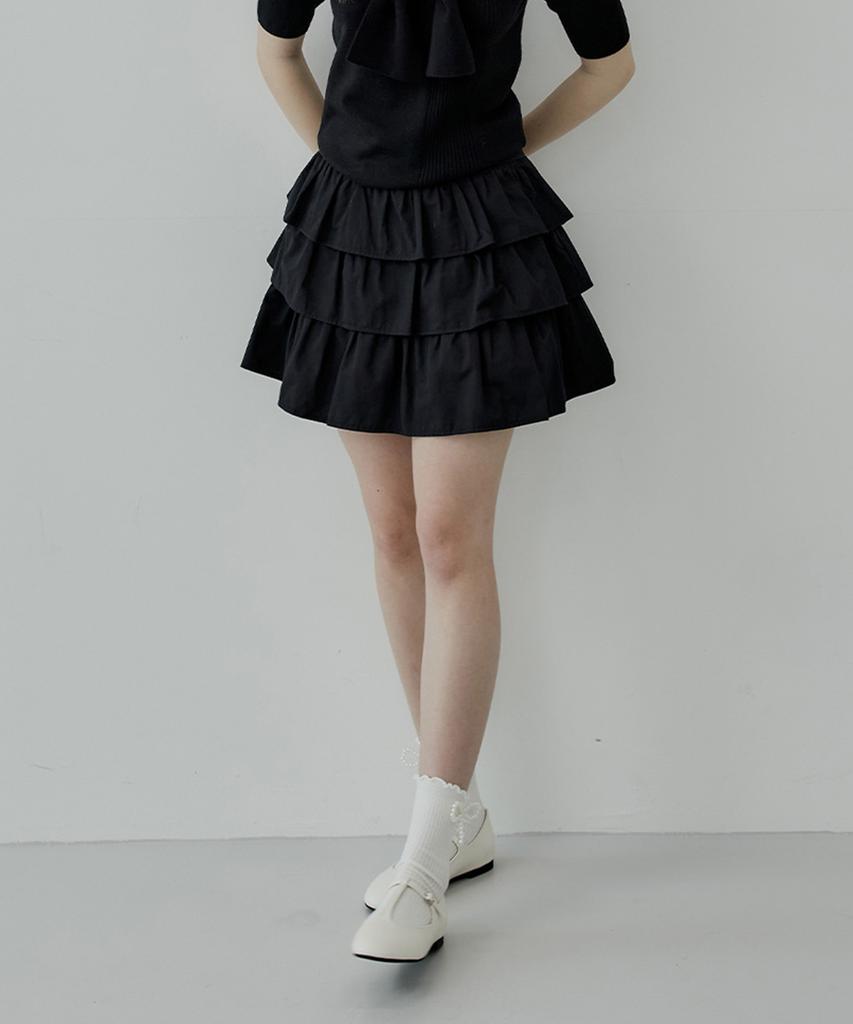 HYBERNAT Cotton Frill Skirt Black