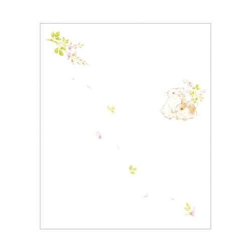 Kamiiso SAIEN Auspicious Animal Paper, Rabbit in Bush Clover, 175mm x 145mm, Pack of 20, No. 3060