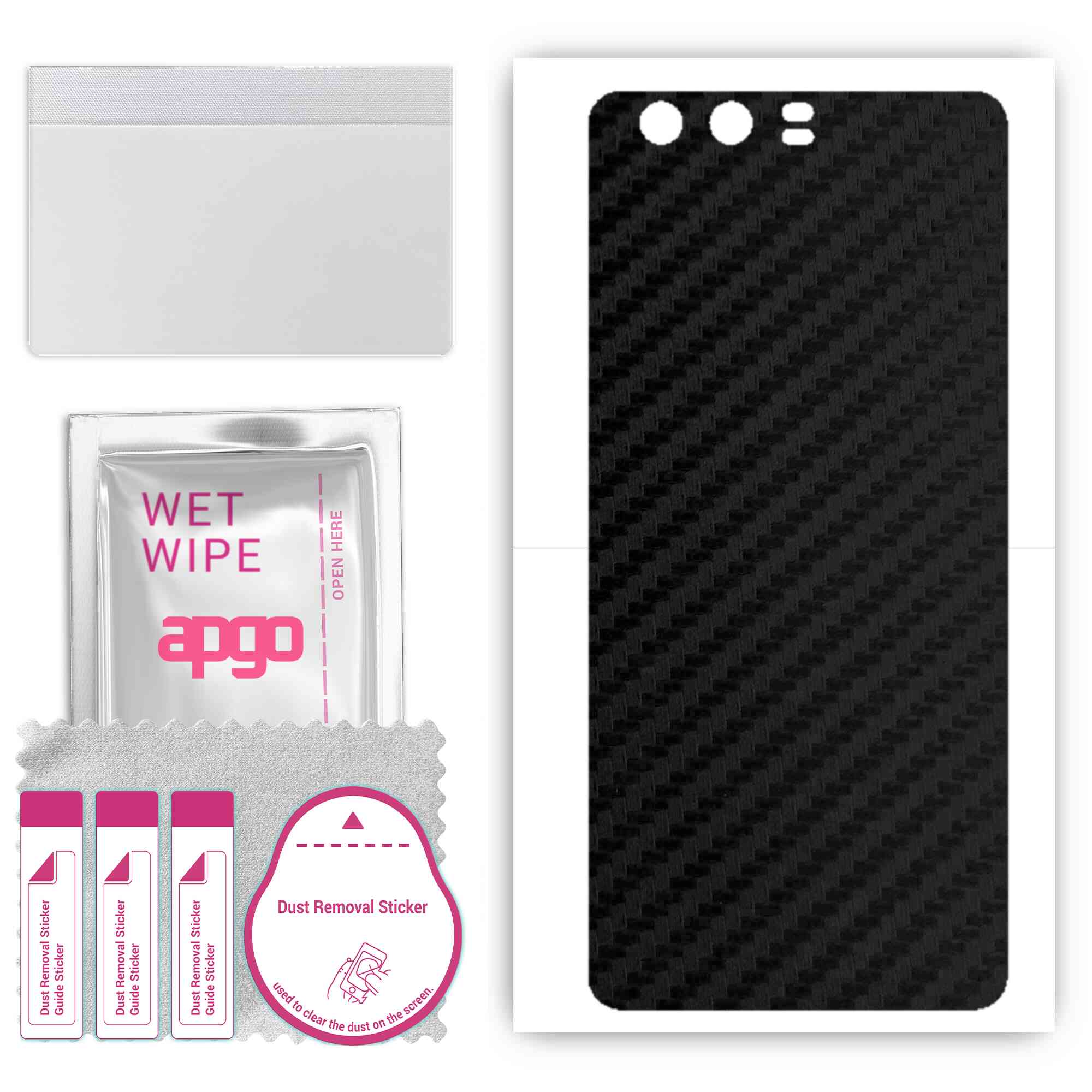 

apgo Захисна наклейка для задньої панелі, сумісна з Huawei P10, Wrap Film, Foil, Vinyl - Pattern Carbon Black