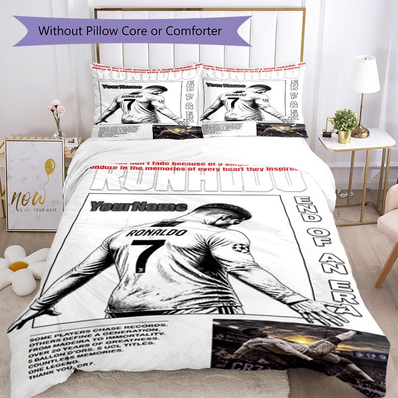 Cristiano Ronaldo 72 Customize Your Name Bedding Set Breathable Duvet Cover with Pillowcases Home Decoration Birthday Gift