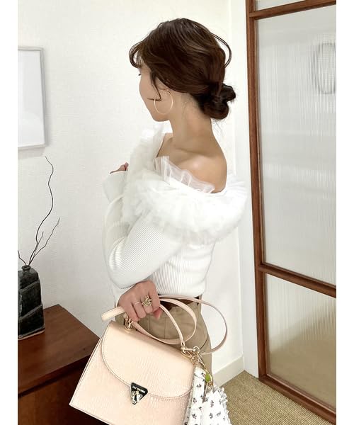 Lily Brown Voluminous Tulle Docking Knit LWNT251072 White Women's