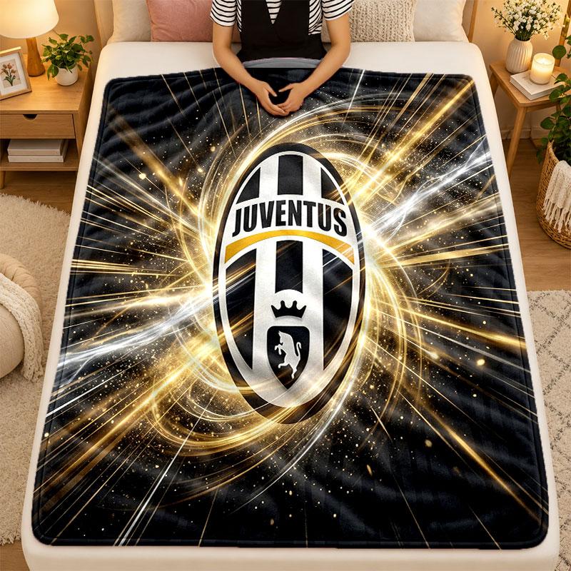 Flanelinis pledas Juventus FC Šiltas minkštas pledas naudojimui patalpoje ant sofos, lovos, svetainėje