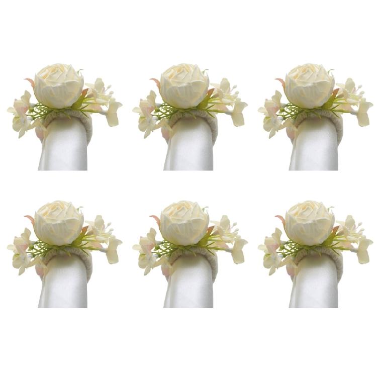 Pack of 6 Realistic Flower Napkin Rings Table Decorations for Wedding Banquets