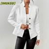 Jachetă Casual Vintage pentru Femei, Culoare Solidă cu Imprimeu, Toamnă Iarnă, Mânecă Lungă, Guler POLO, Designuri Internaționale & Paltoane