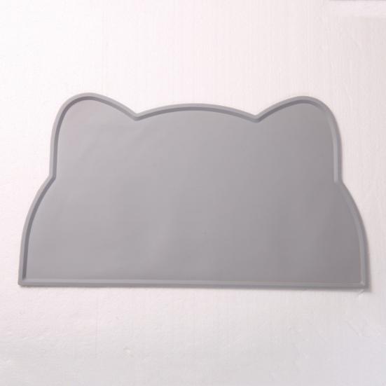 Waterproof Dog Food Mat Cat Face Design Silicone Pet Feeding Placemat with Raised Edge Non-slip Pet Bowl Mat for Dogs Cats