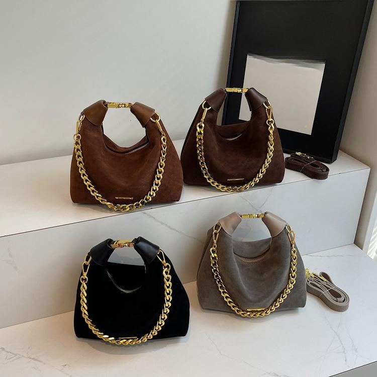 Suede Bag Women's New Fashion Chain Bag Versatile Handbag Casual Texture Retro Messenger Bag