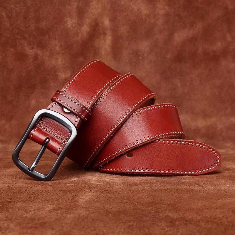 Belt Men's Handmade Washed-out Vintage Distressed Youth Leather Pin Buckle First Layer Pure Cattlehide Leisure Jeans Belt