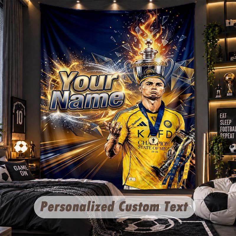 Wandteppich Cristiano Ronaldo Benutzerdefinierter Name Text Personalisierter Wandbehang Teppich Heimwanddekoration