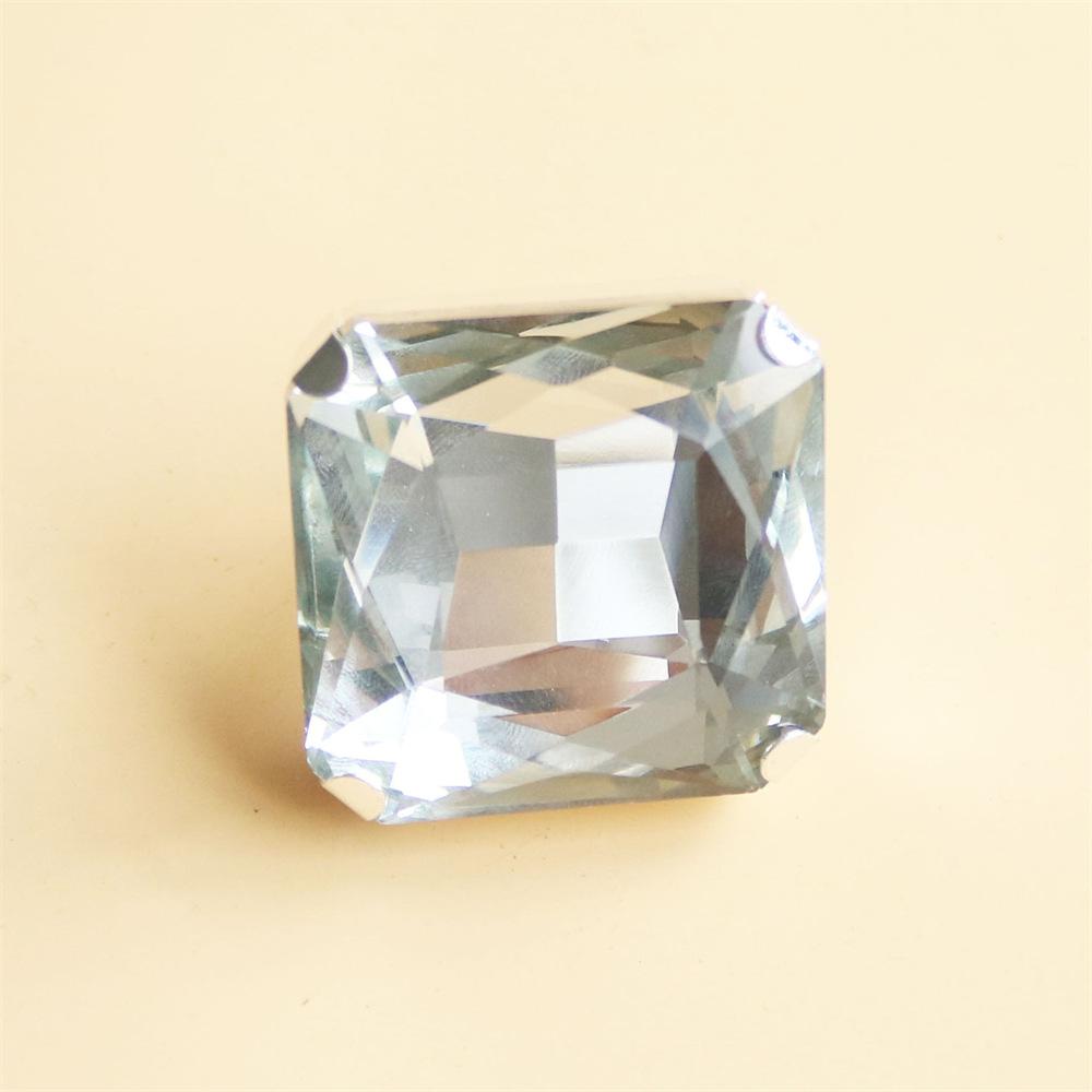 Color Square Ring Personality Exaggerated Rhinestone Ring Design Sense Jewelry Ring белый