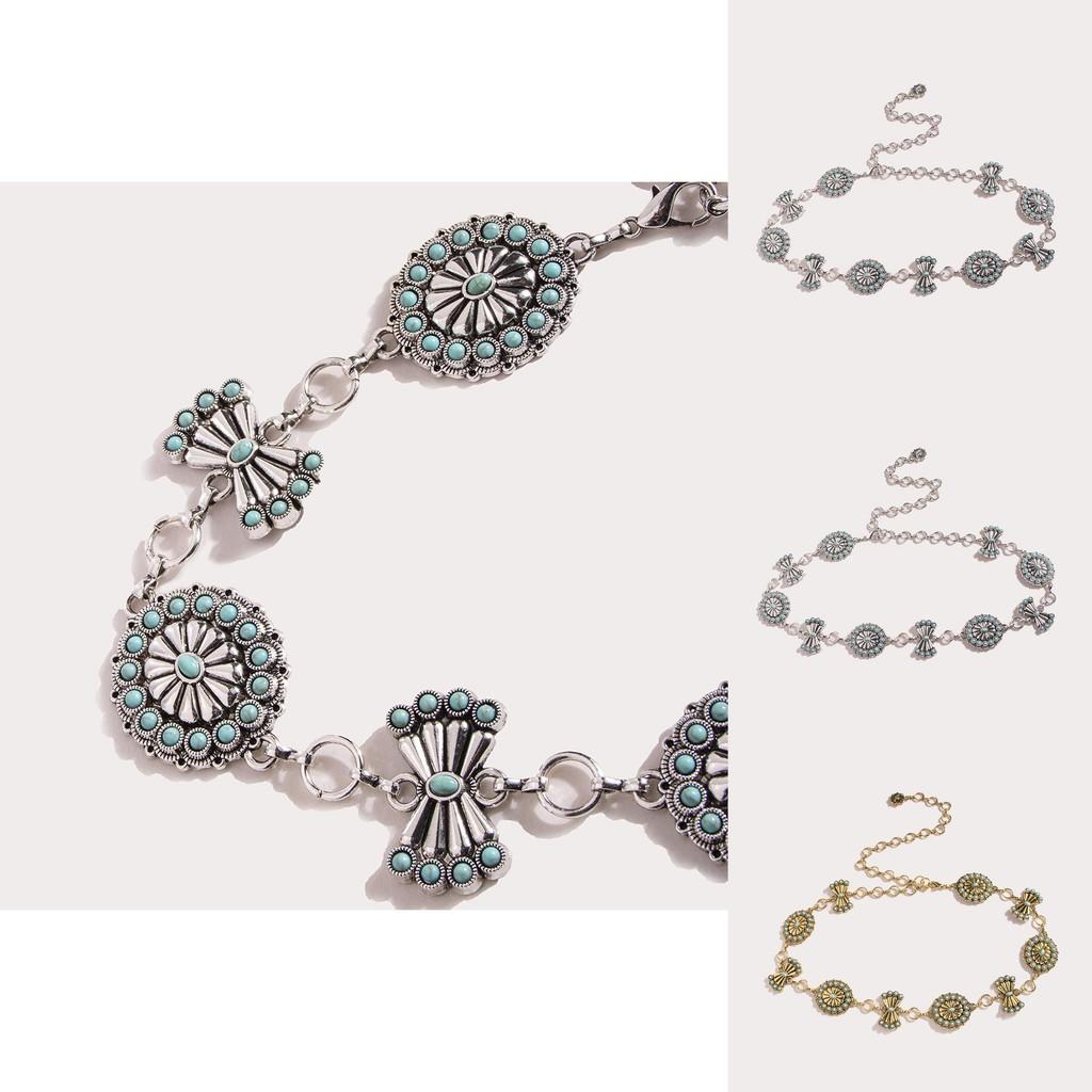 Geometric Turquoise Metal Waist Chain For Women With Vintage Royal Design For Summer