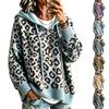 Kapuzenpullover aus Strick mit Leopardenmuster und Kordelzug, Locker sitzendes Strickoberteil