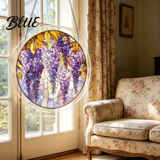 Vibrant Light Projection Decor Acrylic Puzzles Sun Catcher Stained Glass Effect Window Hanging Decor Colorful Catcher Hummingbird Flowers