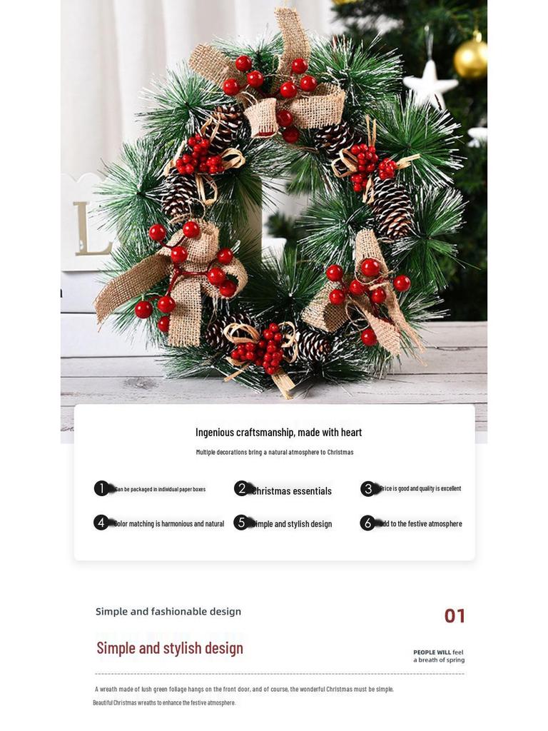 Love of the Harbor Christmas Rattan Wreath for Window or Door Display