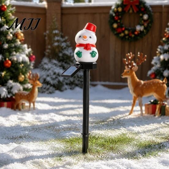 Outdoor Seasonal Atmosphere Lights Christmas Solar Stake Lights, Santa Snowman Tree Figurine Lawn Warm White LED Garden Ornaments Waterproof for