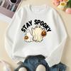 Kids Fall Winter Crew Neck Sweatshirt, Stay Spooky Ghosts Pumpkins Halloween Print