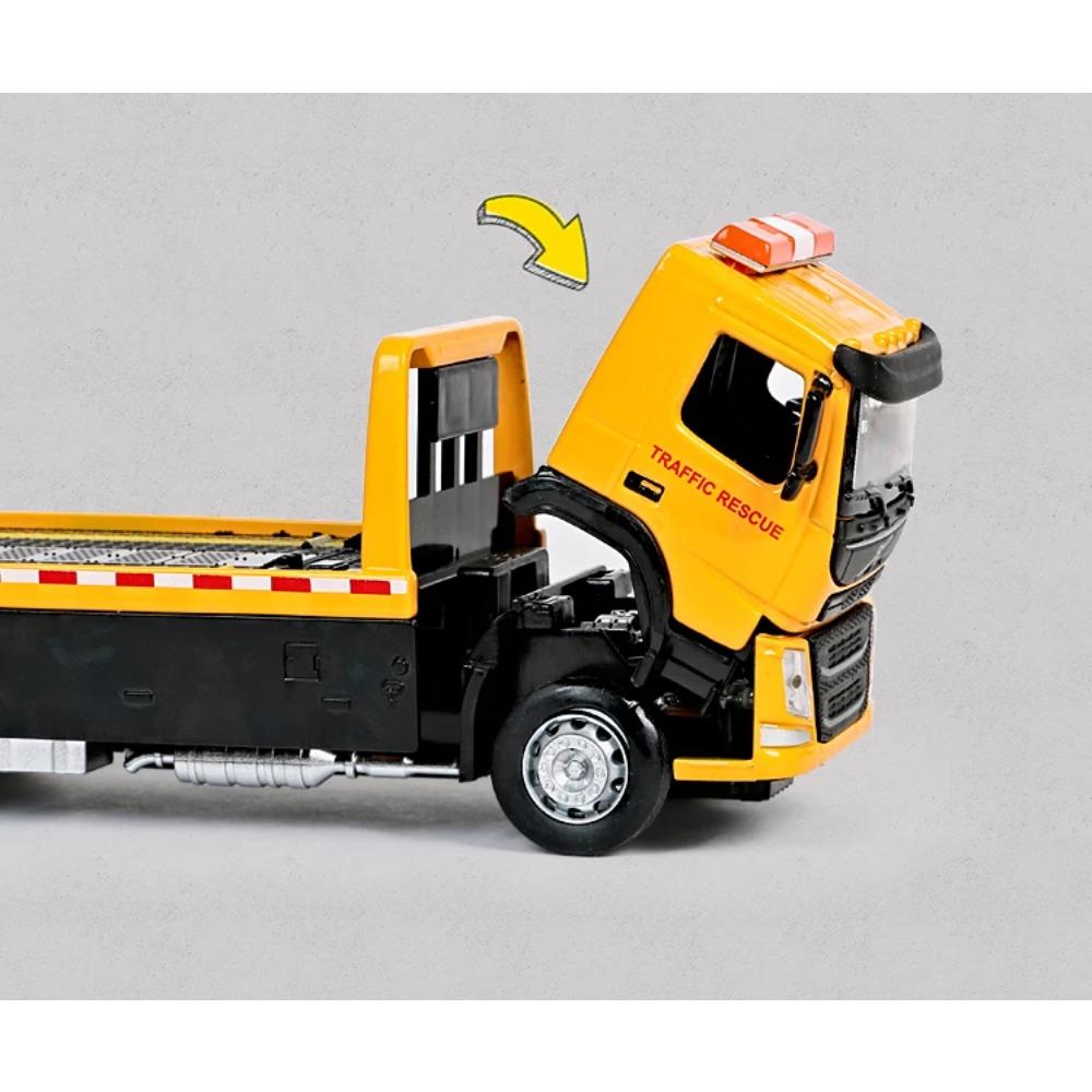 1/50 וולוו ואן סוג נגרר סגסוגת דגם סימולציה מתכת רכב מוביל משאיות גרירה משיכה לאחור צליל ואור משאית צעצוע