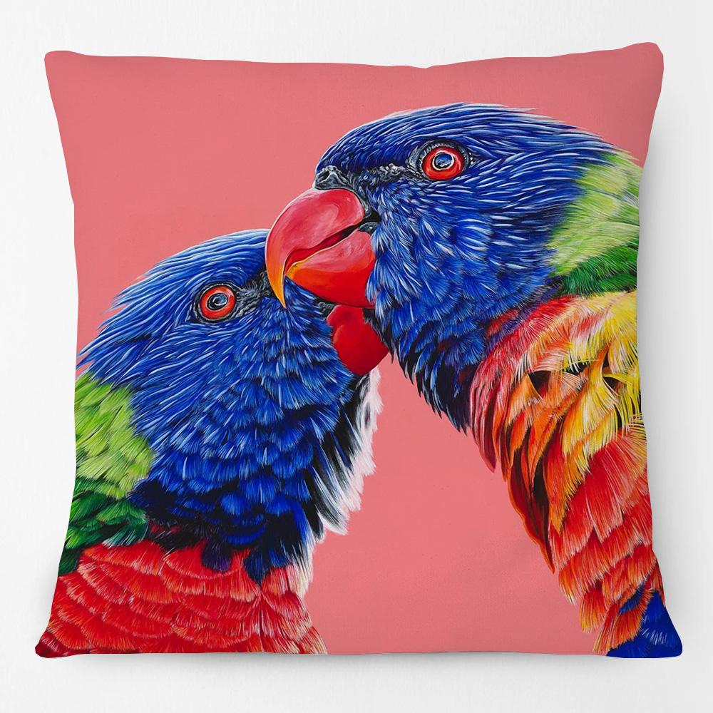 Australia Native Birds Parrots Maggie Black Cockatoo Honeyeater Print Cushion Cover Sofa Decor Pillow Case
