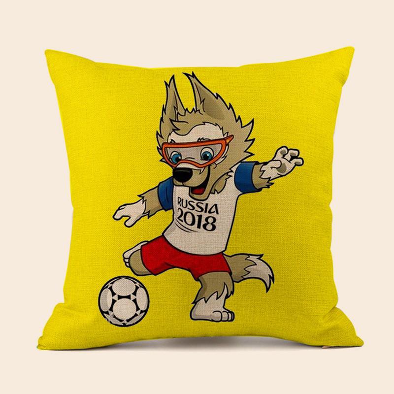 Soccer Fans World Cup 32 Teams Cotton Pillowcase With Emblem For Home Bar Lounge