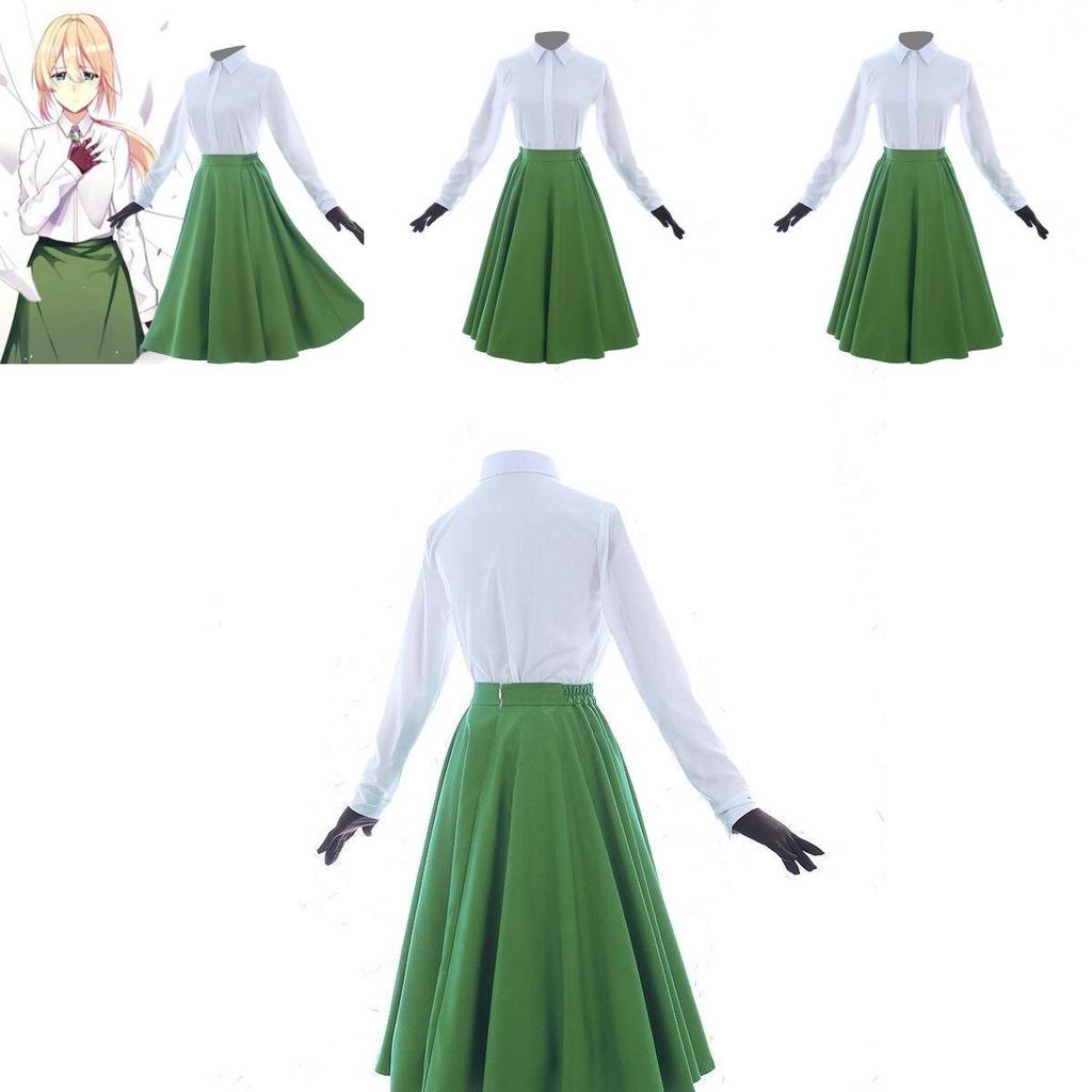 Vibrant Anime Violet Evergarden Cosplay Costume Featuring Elegant Blouse And Skirt Set