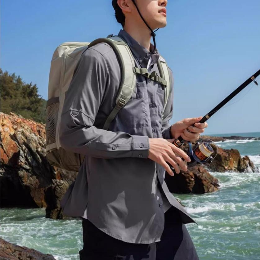 Columbia Fishing Series Comfortable Breathable Lightweight Casual Sun Protection Long Sleeve Shirt Unisex shirts Gray FJ7253-023