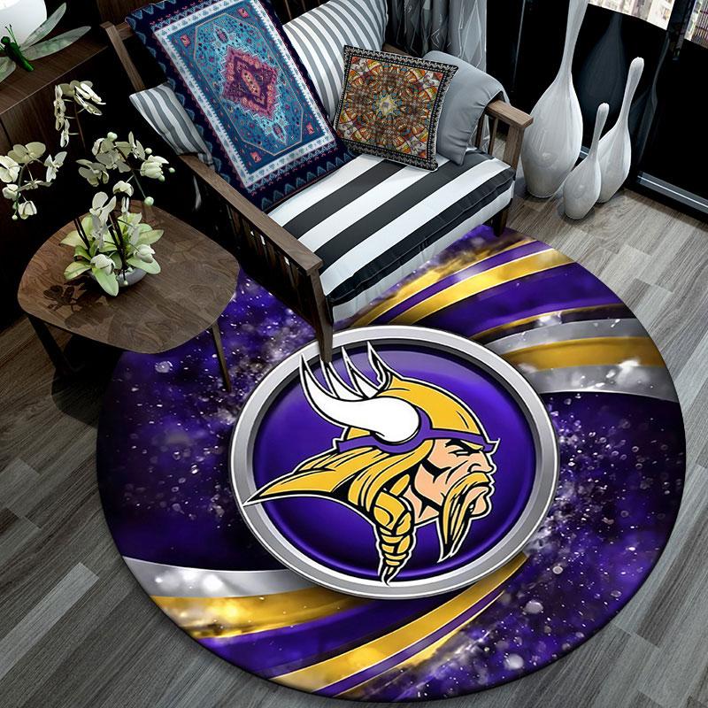 Minnesota Vikings2,Runder Teppich,Teppich für Wohnzimmer Schlafzimmer Sofa Spielzimmer Dekoration,Rutschfeste Bodenmatte