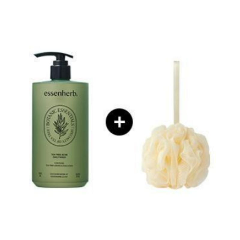 Essence Herb Teebaum Akne Tägliche Waschlotion 500ml Set (+Duschball)
