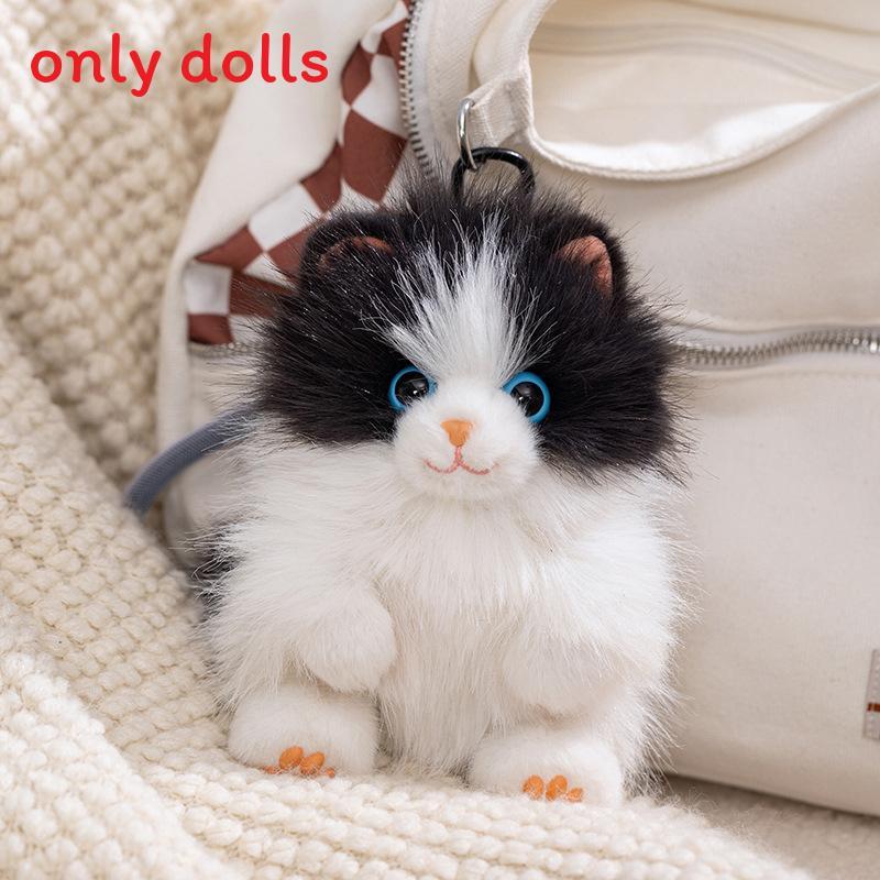 Portachiavi Peluche Gatto a Pelo Lungo con Morbida Pelliccia in Poliestere per Collezionisti di Animali