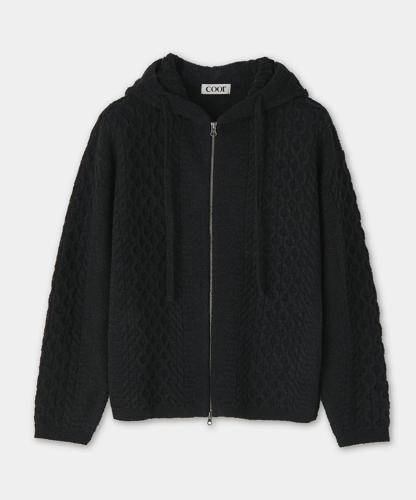 Coor Ringusa Cable Hooded Zip-Up (Black)