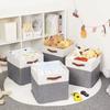 Foldable Clothes Storage Bin Large Capacity Toys Sorting Box Linen Fabric Storage Basket  Key