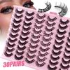 30 Pairs Of False Eyelashes, Daily Curled Eyelashes, Thick Simulated Natural Chemical Fiber Eyelashes