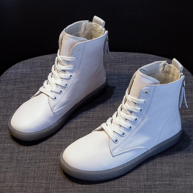 

Fashion 2025 Fashion Women Boots Genuine Leather White Ankle Boots Female Casual Sneakers Plus Size Soft Bottom Double Zipper Shoes 6