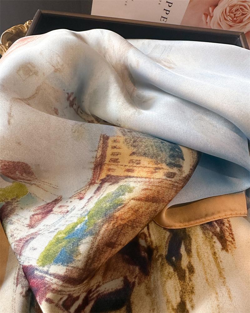 Luxury Horse Printed Bandana Scarf Lightweight Soft Satin Stylish Versatile Neck Scarf For Women Hairbands Headscarf